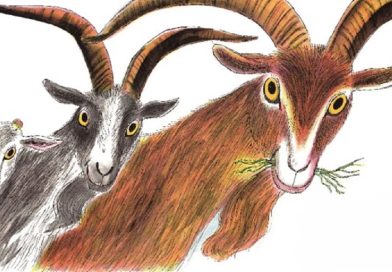 The Three Billy Goats Gruff story crossing bridge with troll