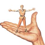 The Miraculous Journey Of Tom Thumb: A Tiny Hero’s Big Adventure A tiny boy named Tom Thumb sitting in the palm of a man's hand.